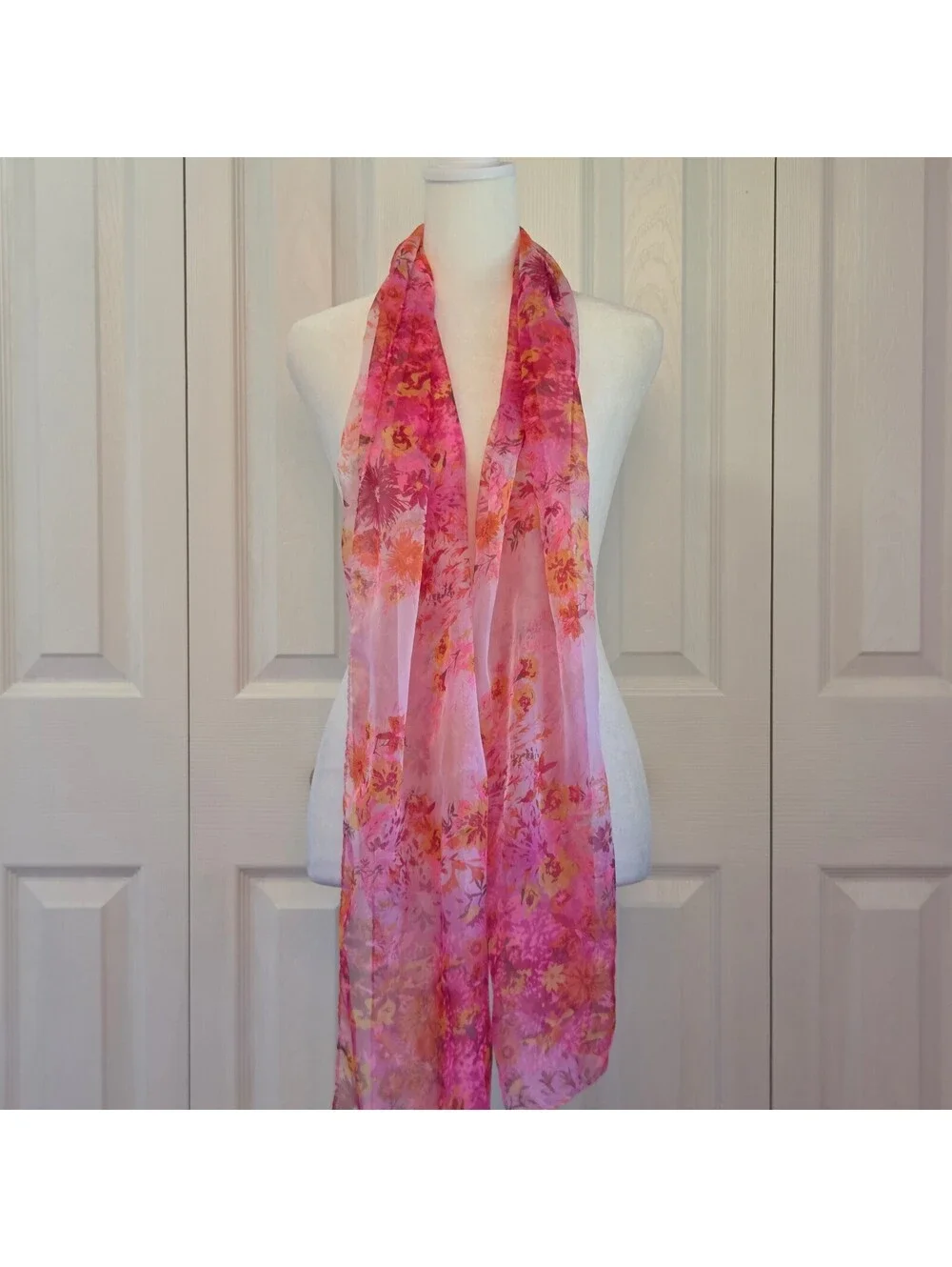 Pink Floral Scarf Set; Bright Pink + Soft Pink and Blue Fairy Cottage Scarves